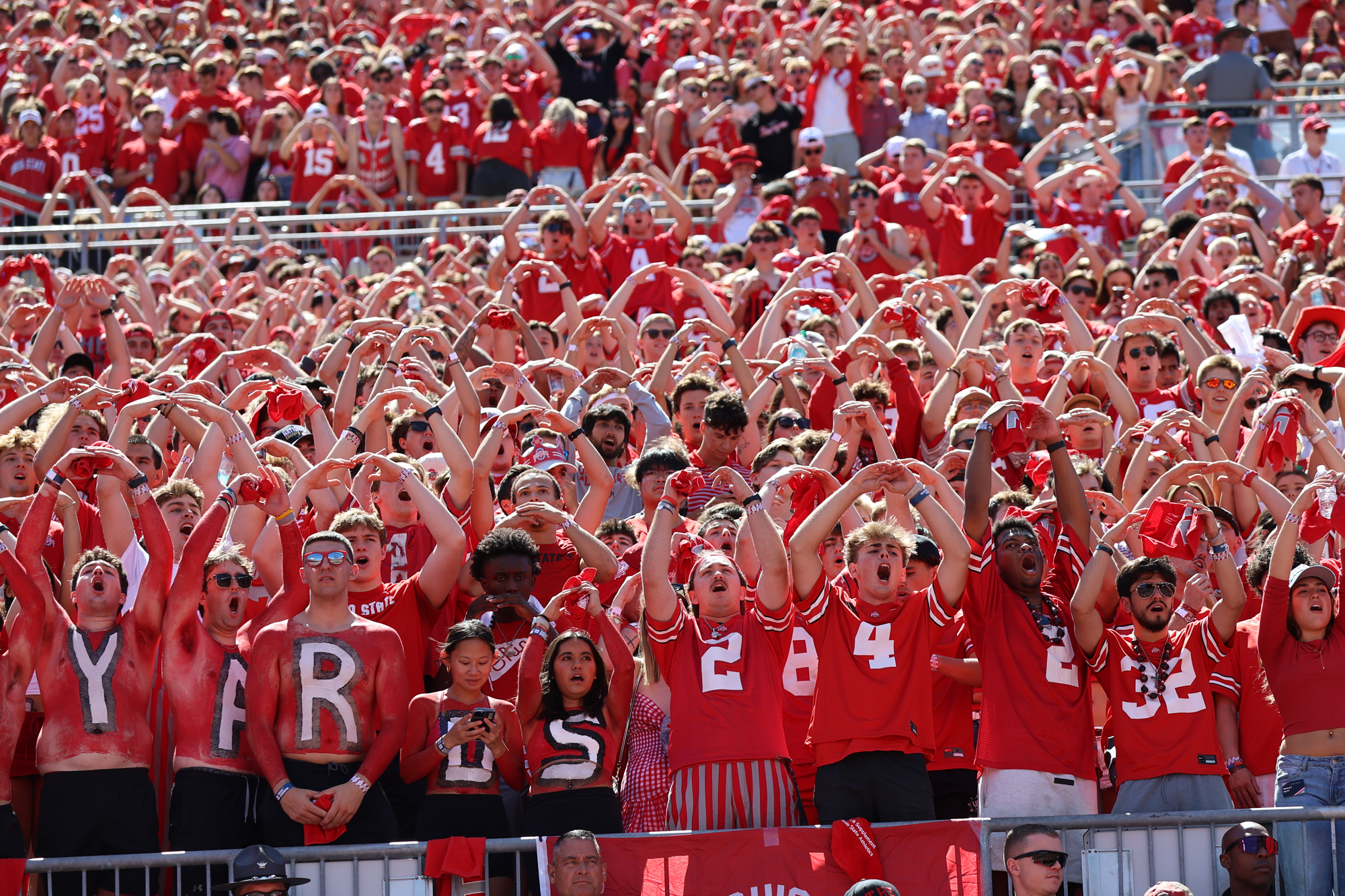 Ohio State fans cheer from the stands at Ohio Stadium