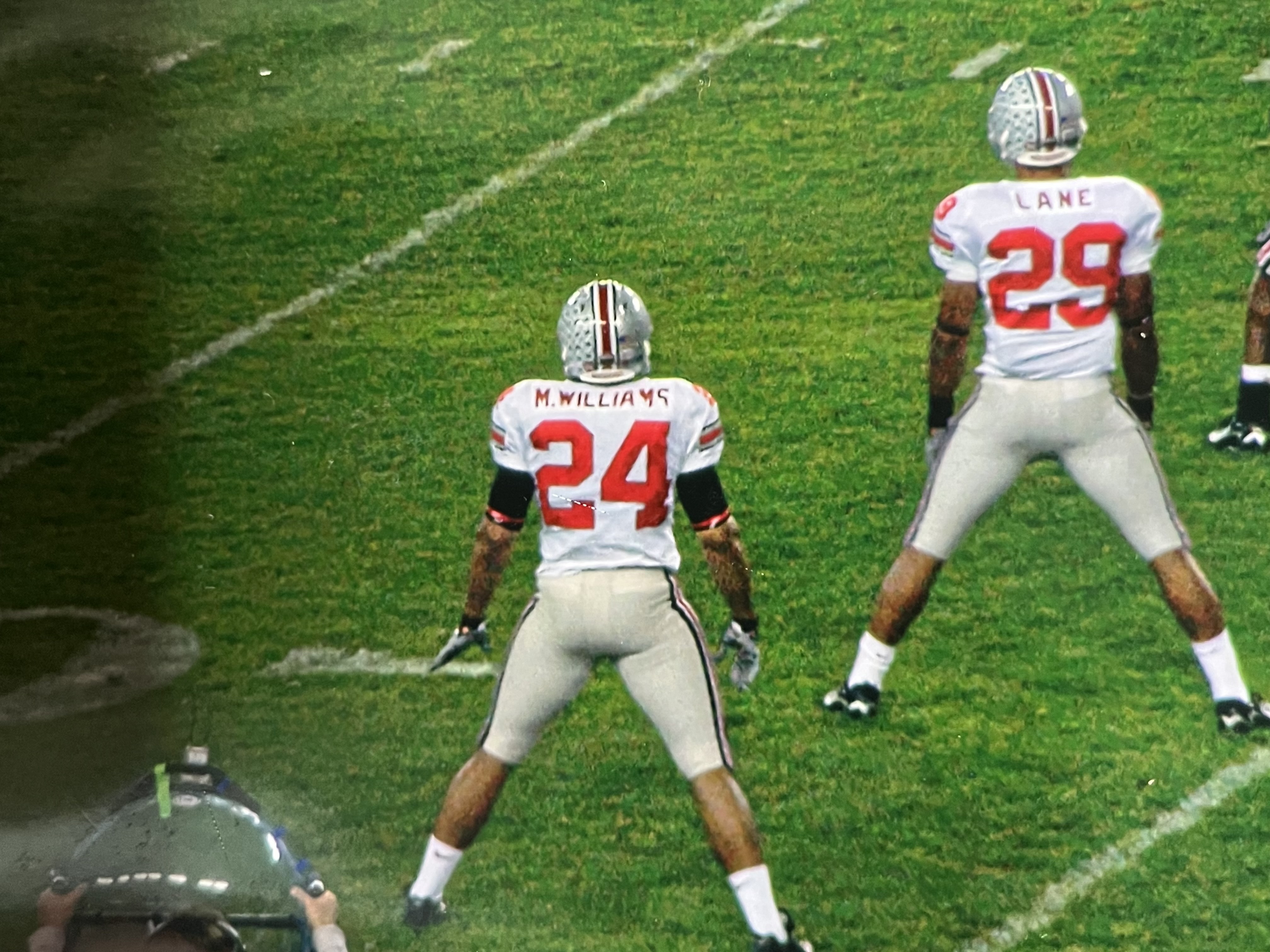Marcus Williams and Malcolm Jenkins line up for Ohio State